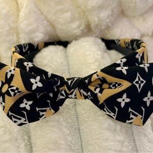 Fashion Inspired Black and Yellow Patterned Adjustable Bow Headband